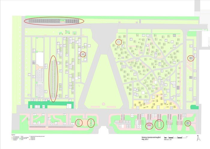 Kort over Nyborg Assistens Kirkegård